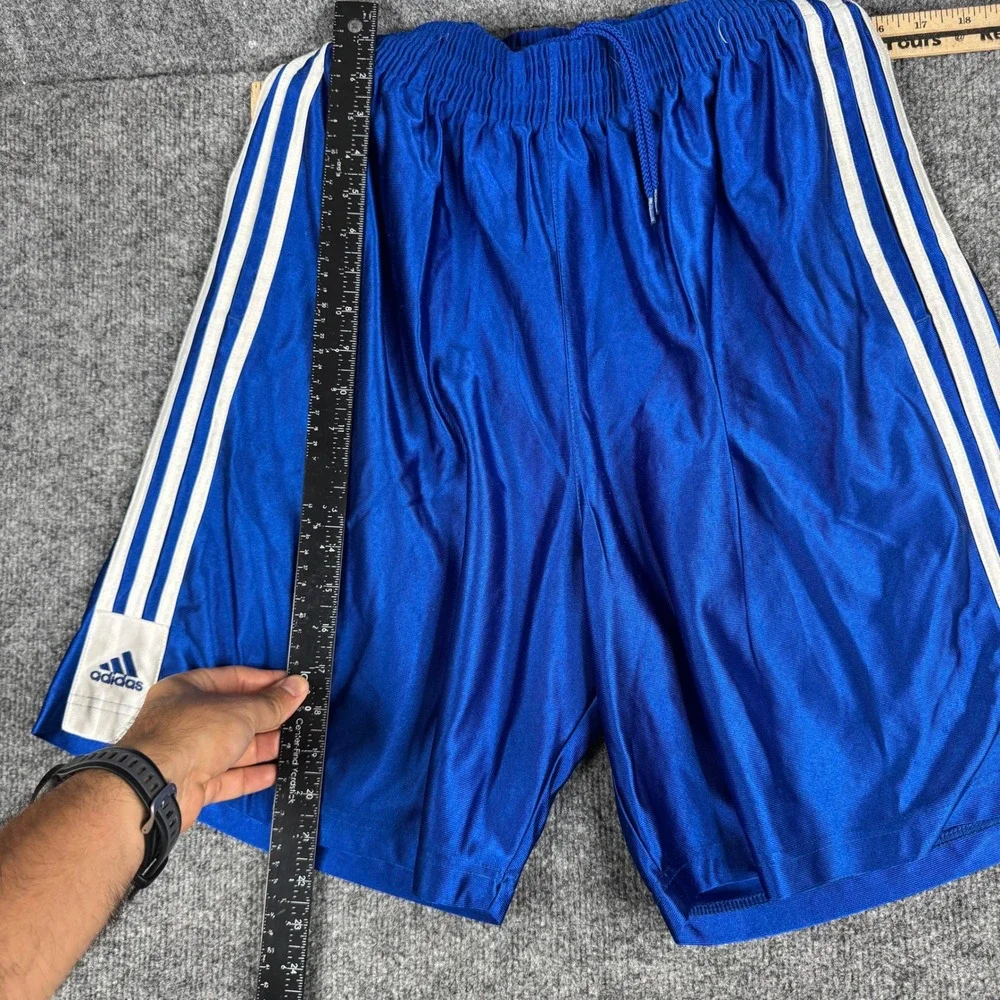 Adidas Athletic Shorts Mens Size Large Blue 3-Stripe Elastic Waist Sporty Gym